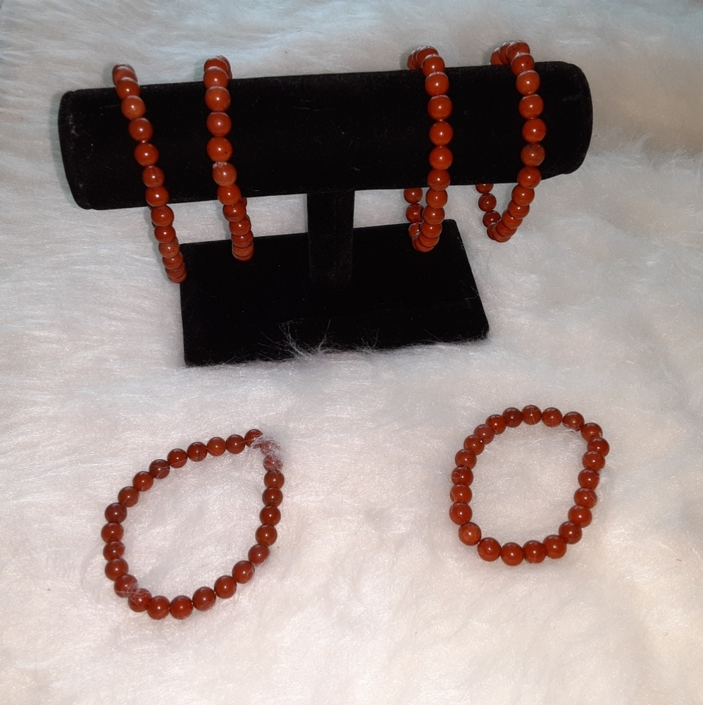 Red jasper gemstone/crystal elastic bracelets